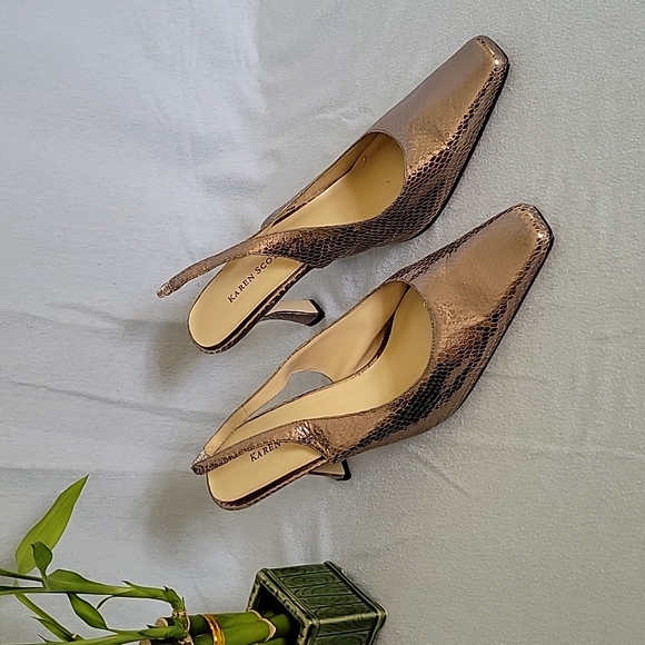 Karen Scott Shoes Karen Scott Metallic Leather Slingback Heels